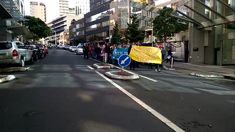 Auckland academics protest in Support of HAMAS's Islamic State bid 15 August 2014.