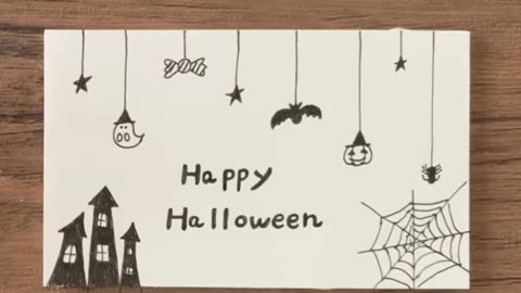 Halloween card draw with black pen