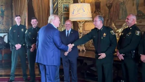 President Donald Trump meets with the Martin County Sheriff’s Office Deputies