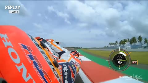 The fall of Marc Marquez at the Mandalika circuit