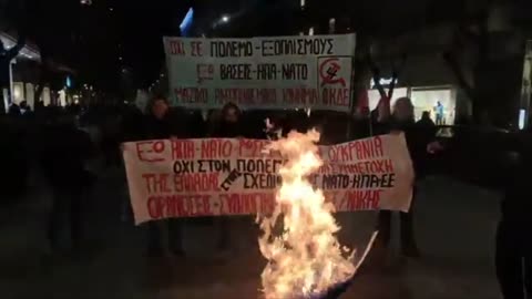 Greece Burns Nato Flag