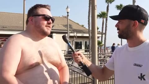 Shirtless Kamala supporter accidentally says quiet part out loud in epic self-own