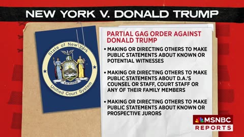 MSNBC: NY court of appeals rejects Trump's bid to overturn gag order in hush money case.