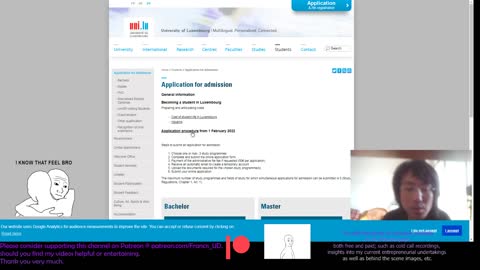 Preparing to apply to Uni of Luxembourg: Let's do a quick walkthrough of their online system