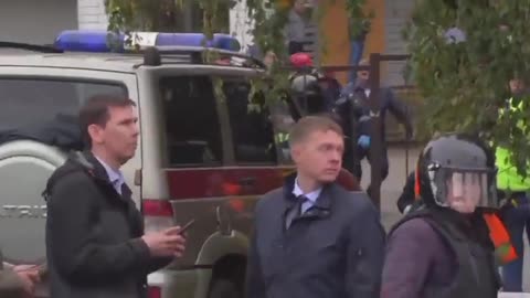 Scene Outside Of Russian School Where Gunman Killed 17 Before Taking His Own Life