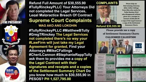 Tully Rinckey PLLC Albany New York / Refund $30,555.90 Legal Malpractice Breach Of Contract / President Trump / President Biden / President Duterte / President Marcos / Supreme Court / State BAR Counsel / Manila Bulletin / One News Page