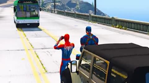 GTA 5 SPIDER MAN SAVE CAPTAIN AMERICA BUS