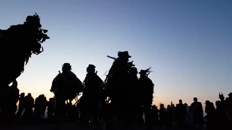 Beltane Border Morris dancing White Ladies Aston at Haytor, Devon - 5.30am on 1st May 2018