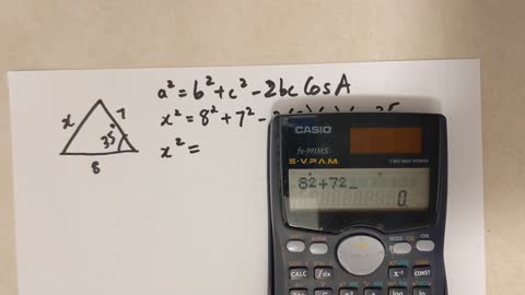 Grade 10 Math - Finding a side using cosine law (lesson 8.2)