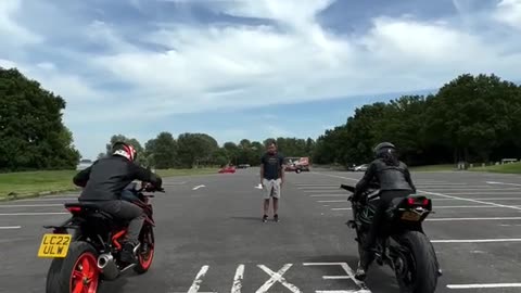 Super bike racing drifting in dangerous move