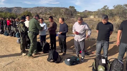 Large groups of "mostly Chinese men" captured on video crossing illegally into California