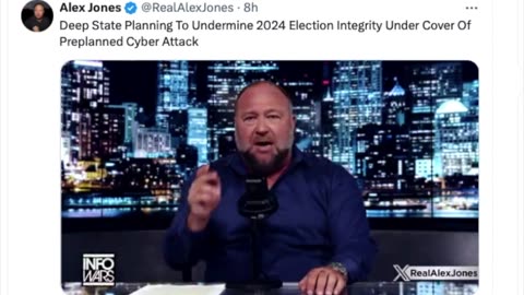 Alex Jones on X : Pre-Planned CyberAttacks Coming Between Now And November 5, 2024