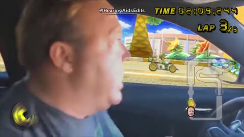 Alex Jones Loses Mario Kart Race