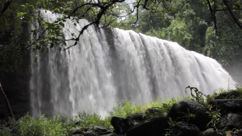 The view of the waterfall with its wonderful sound