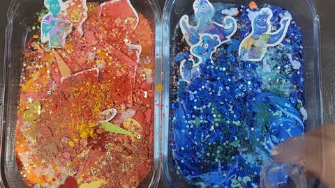 ELEMENTAL Ember vs wade slime mixing makeup parts glitter into slime #Asmer#slime #