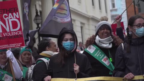 Londoners march against violence on women ahead of International Women's Day