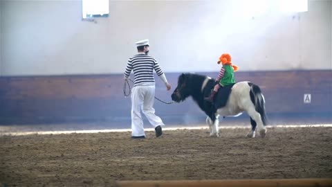 Pippi Longstocking With Dad Doing Stunts on Horse