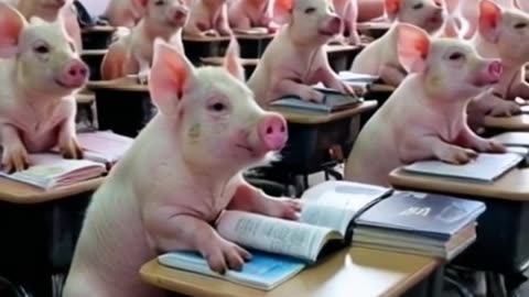 Piggy is in class