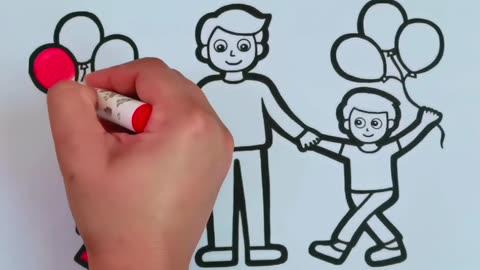 Drawing And Coloring A Family 👩👨👧👦🌈 Drawings For Kids