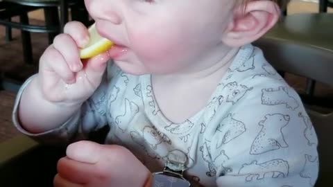 Baby hilarious reaction on eating lemon at first time #15