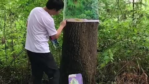 Blending trees with their background using a painting brush