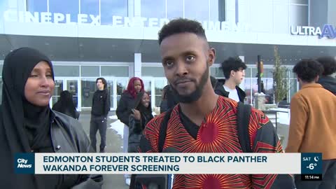 Schools across Edmonton gather to watch Black Panther Wakanda forever