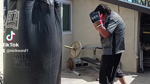 500 Pound Punching Bag workout Part 49! Practicing Hard Left Hooks!