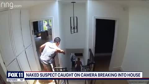 NAKED SUSPECT CAUGHT ON CAMERA BREAKING IN TO HOUSE IN CALIFRONIA