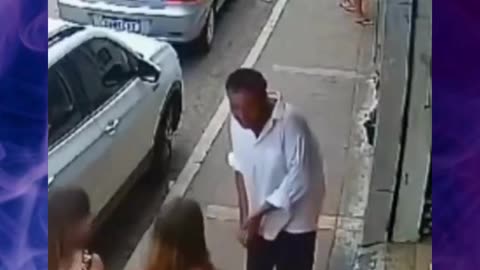 Dude Randomly Punches Woman In The Face Then Runs Away Like A Coward!