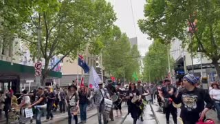 Australia: Drumline at freedom rally Oct. 22, 2022