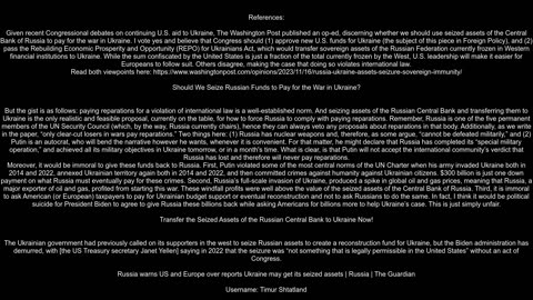 Has the west debated the pros and cons of funding Ukraine war aid with the Russian funds they have