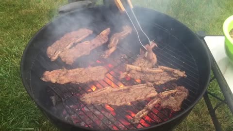 Grilling short-rib beef Korean BBQ style || smell so delicious