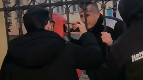 Protestors In Ukraine Remove Belarussian Flag From Embassy