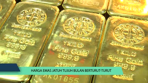 Harga Emas Jatuh Tujuh Bulan Berturut-Turut