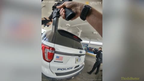 Cellphone and body cam shows Evansville police shooting at armed suspect while at a gas station