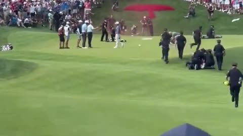 smoke grenades and spray paint during PGA Tour Travelers Championship in Cromwell