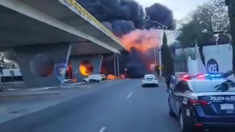 In central Mexico, the train crashed into a fuel truck