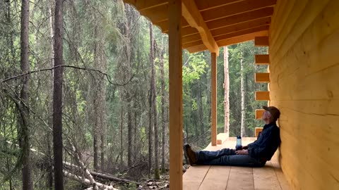 Log Cabin Building TIMELAPSE Built by ONE MAN (and Grandson)