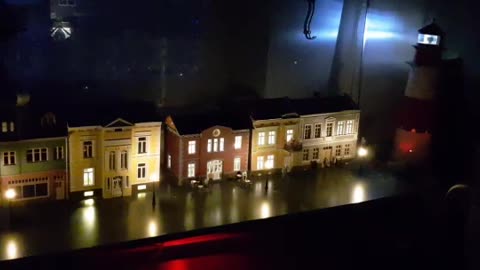 Hafen Diorama mit Leuchtturm