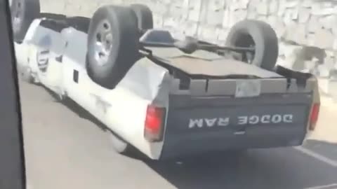 Funny cars goes down a hill on the roof