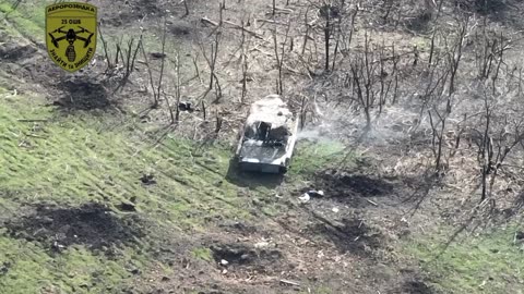 The FPV drone destroys the enemy BMP-1U "Shkval", which was captured by the