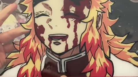 I cri #anime #painting #demonslayer #rengoku #glasspainting #fyp #foryou #foryoupage