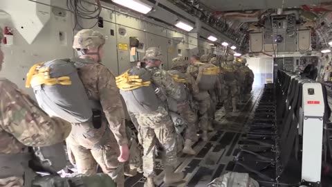 Paratroopers Static Line Jump From C-17