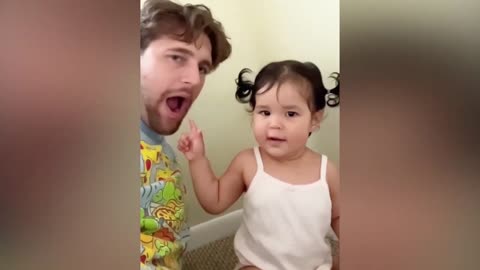 Funny Baby Playing with Daddy Moments