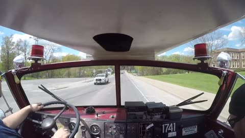 Richfield springs Fire Dept 1971 American LaFrance aero chief fire truck going out for a drive