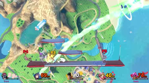 Ganondorf vs Pyra/Mythra vs Little Mac vs Young Link and Captain Falcon on Wuhu Island (Smash Bros)