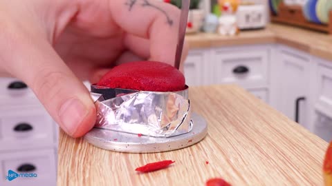 SO BEAUTIFUL!!! Easy Making Miniature Red Velvet Heart Cake Yummy ASMR Food & Tiny Cooking