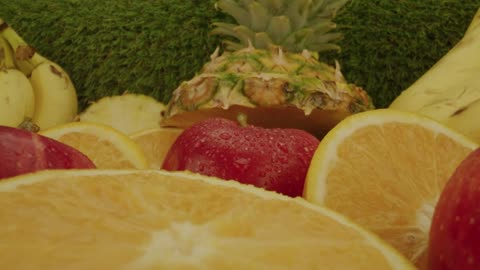 Sliced fresh fruit in a close up shot