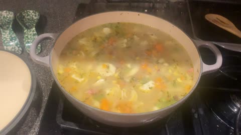 Homemade Brisket and Tortellini Soup