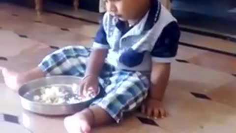 Child sleeping while eating